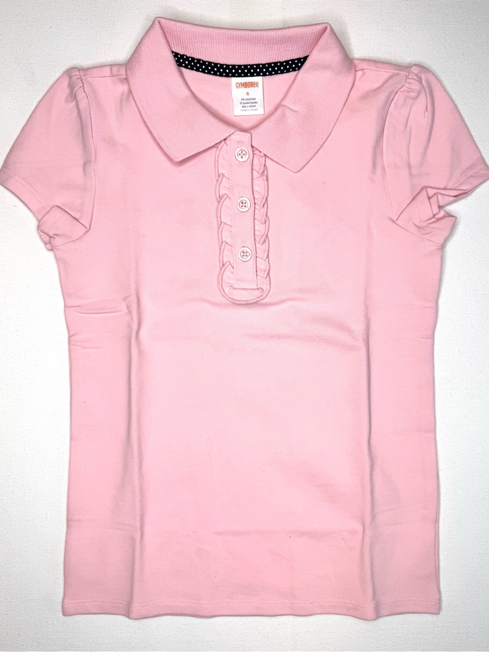 Gymboree Playproof Uniform Collection Pink Ruffle Polo girls size 6 stain resist